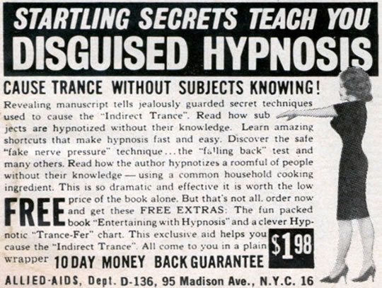 Disguised Hypnosis Vintage Hypnosis Ad
