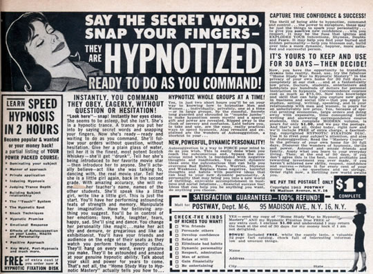 Hypnotized Vintage Hypnosis Ad