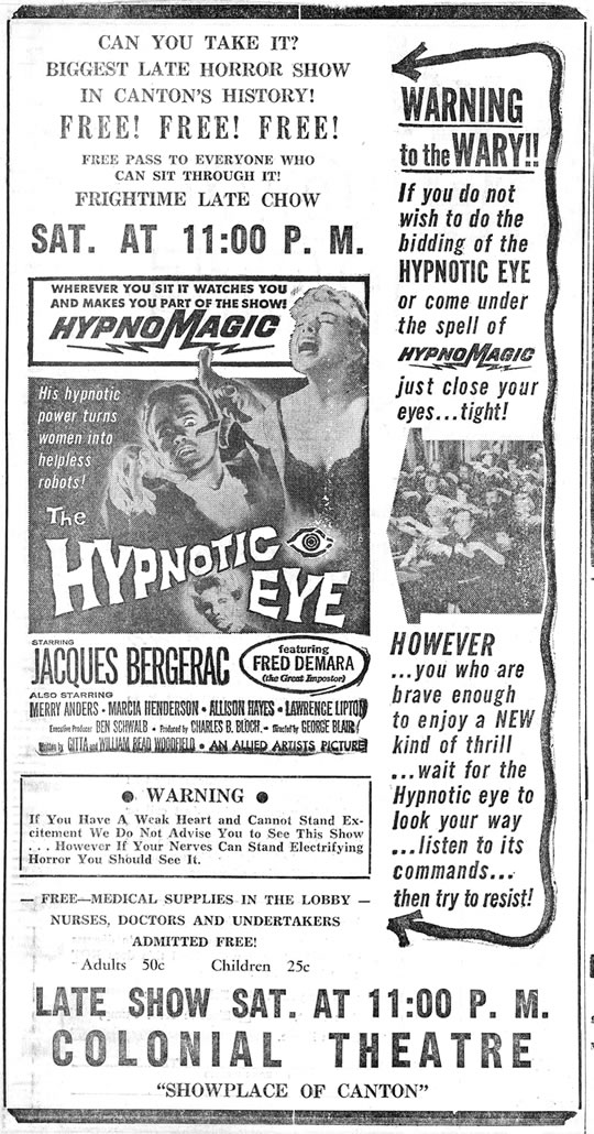 Hypnotic Eye Hypnosis Vintage Ad 
